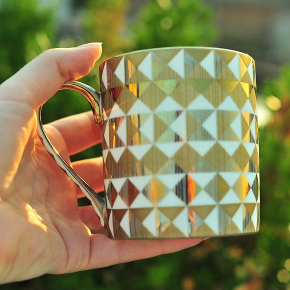 Anthro Gold Glassware Coffee Tea Mug Limited Edition Sold Out Everywhere! - Picture 10 of 14